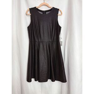 Jennifer Lopez black faux-leather dress